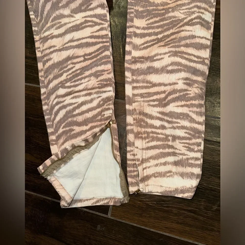 Sonia Bogner Tan and Apricot Animal print luxury jeans